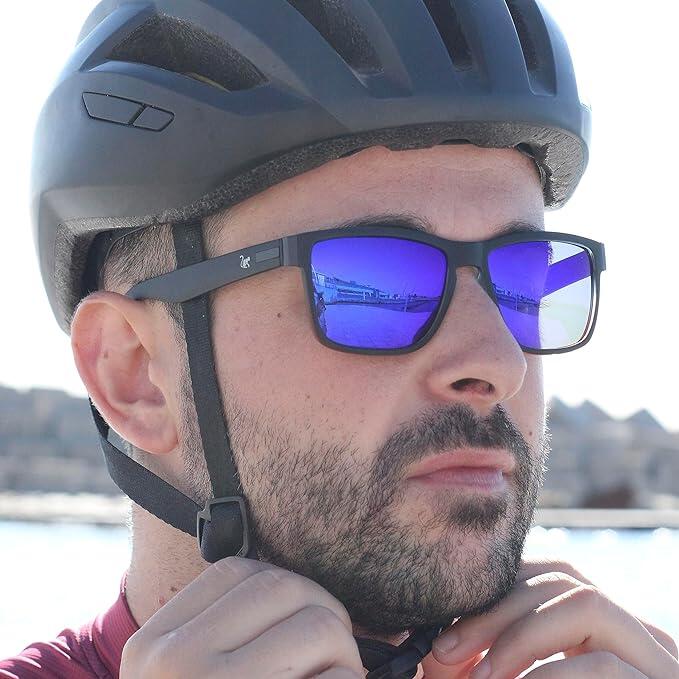 Lunettes de soleil unisexes - Polarisées / UV400 (Noir/Bleu)