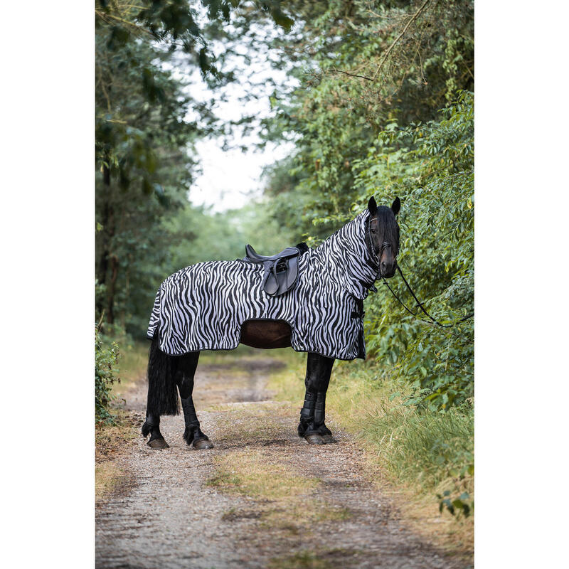 Fliegenausreitdecke Zebra für Shetty / Rückenlänge 95 cm schwarz / weiß