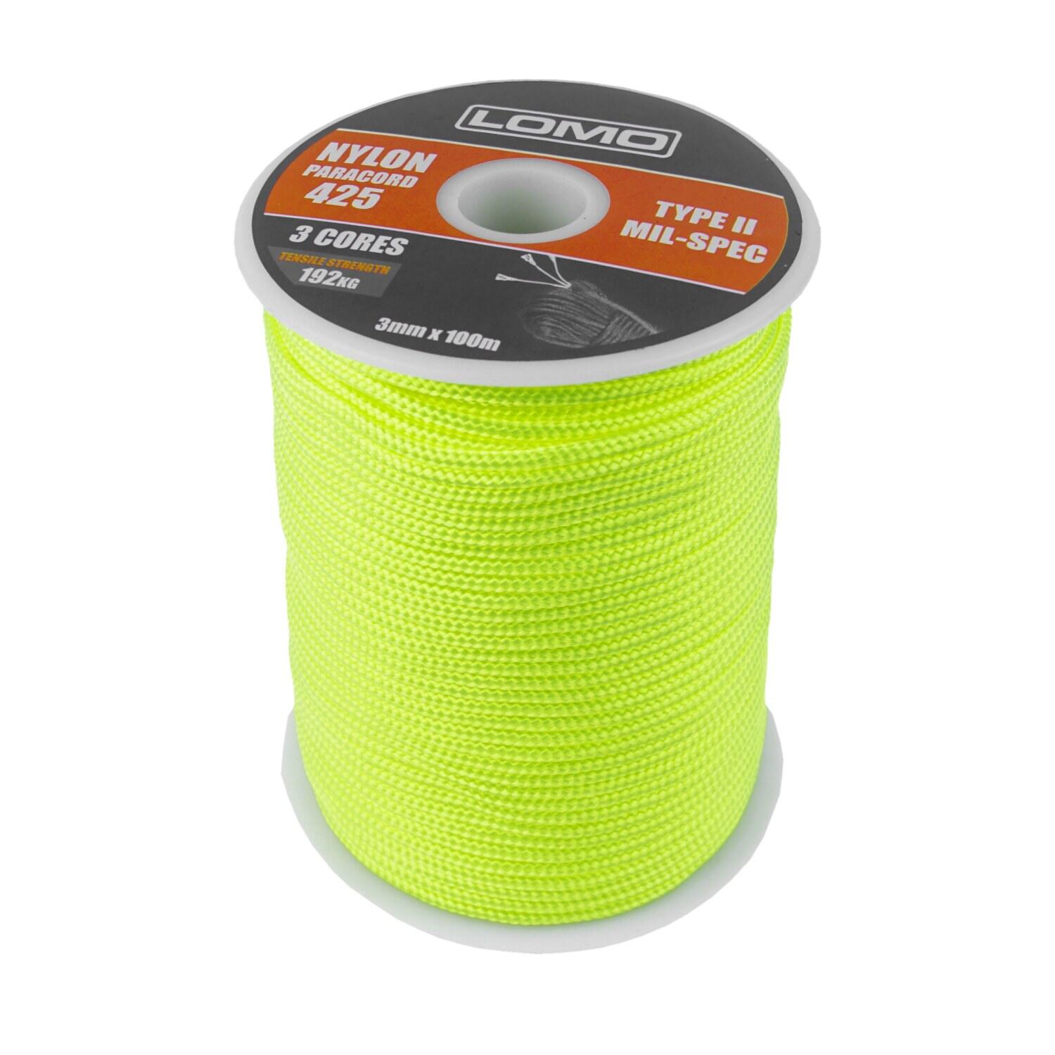 Lomo 3mm Nylon Paracord 100m Reel - Yellow 1/3