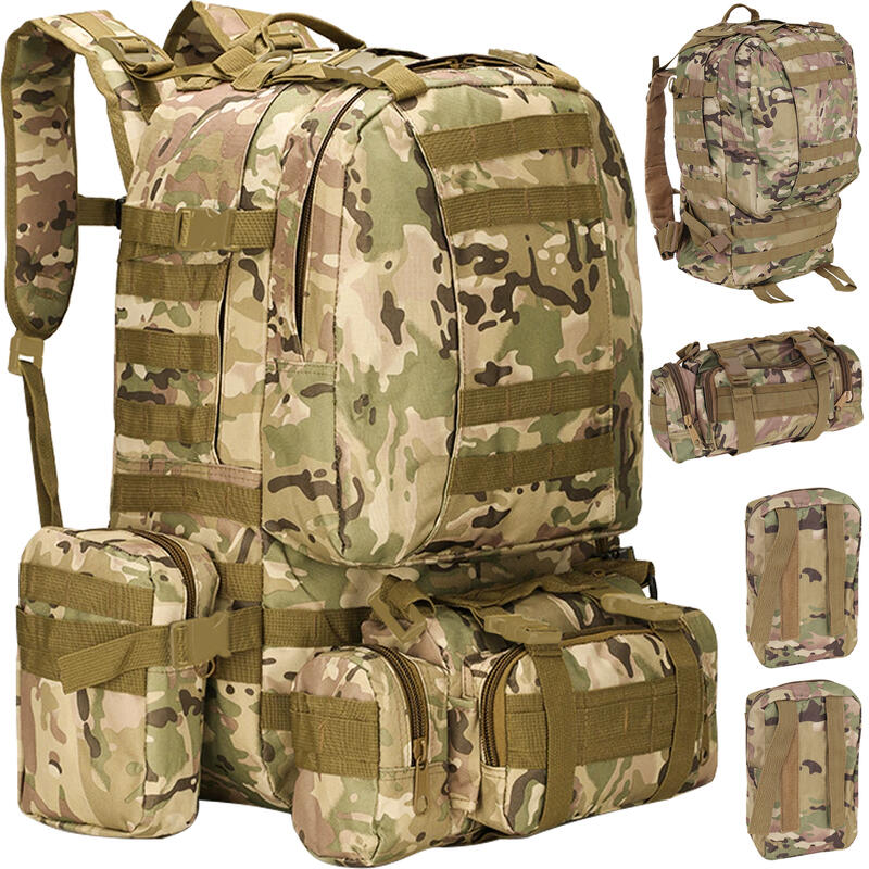 Rucsac tactic IsoTrade, 3 compartimente, poliester 600D, 45 L, 50x16x60 cm