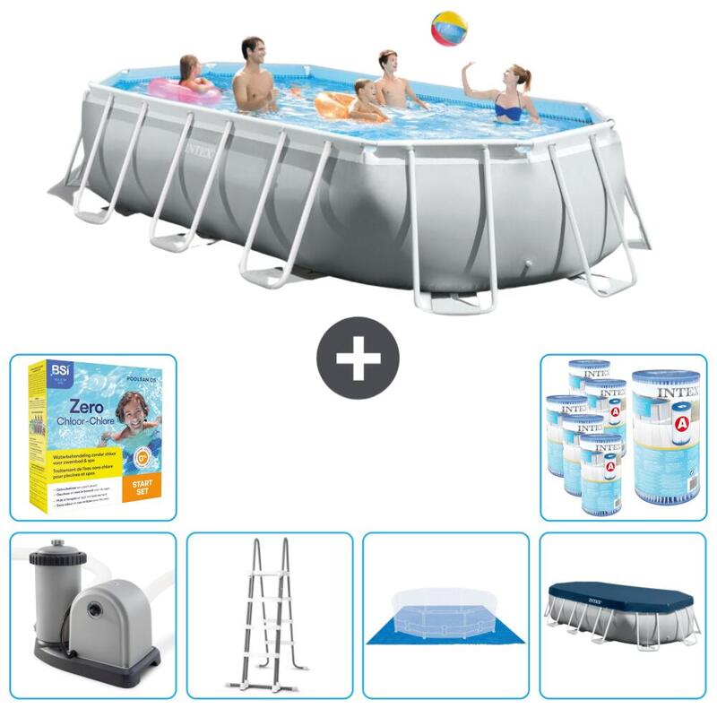 Piscine à cadre prisme ovale Intex 503x274x122 cm avec Accessoires - 2679647