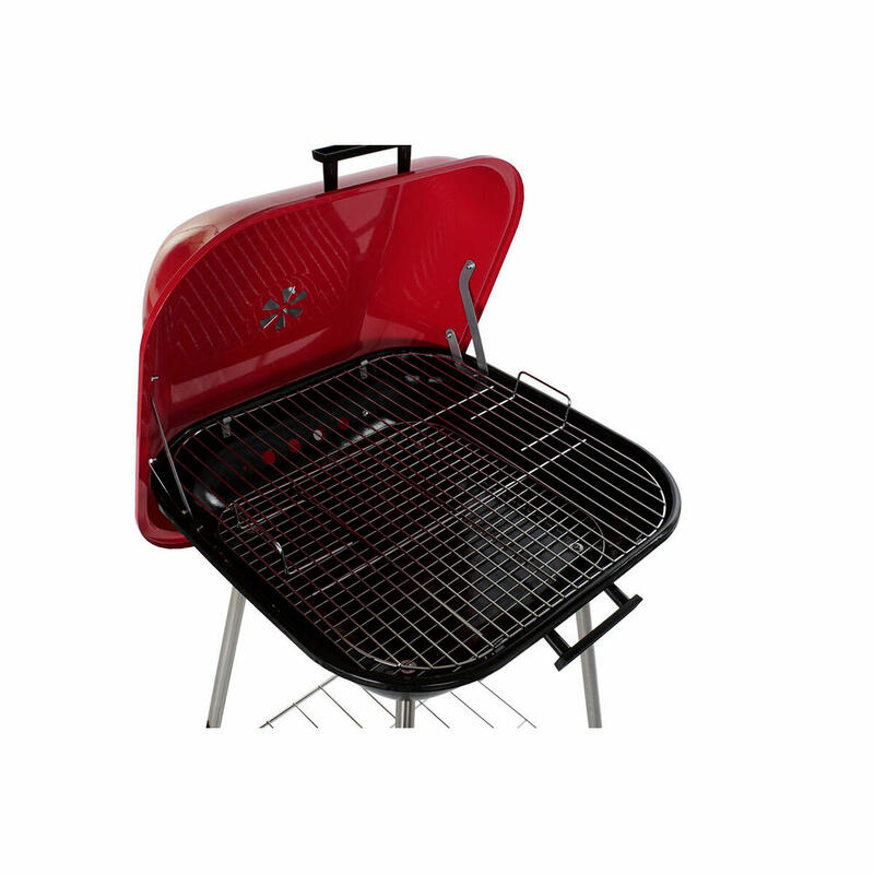 Barbecue a Carbone con Coperchio e Ruote DKD Home Decor Rosso