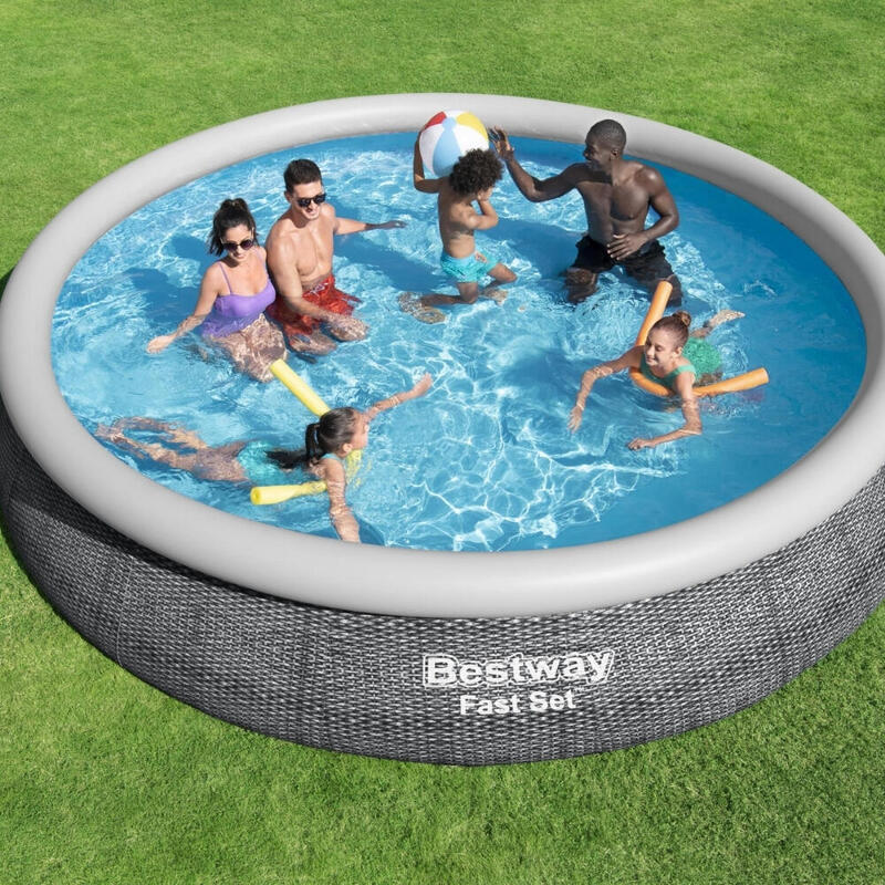 Bestway Fast Set Zwembad - 457 x 84 cm - Rotanprint met Accessoires - 5731311