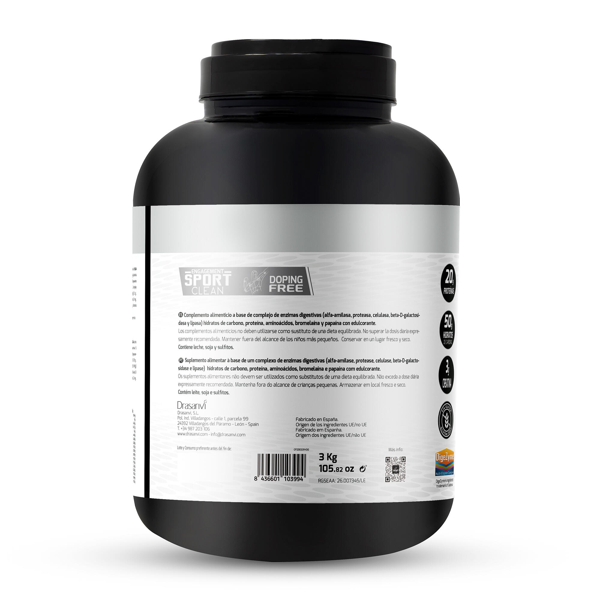 Weight Gainer Sport Live - Aumento masa muscular - Doble Chocolate - 3Kg 3/6