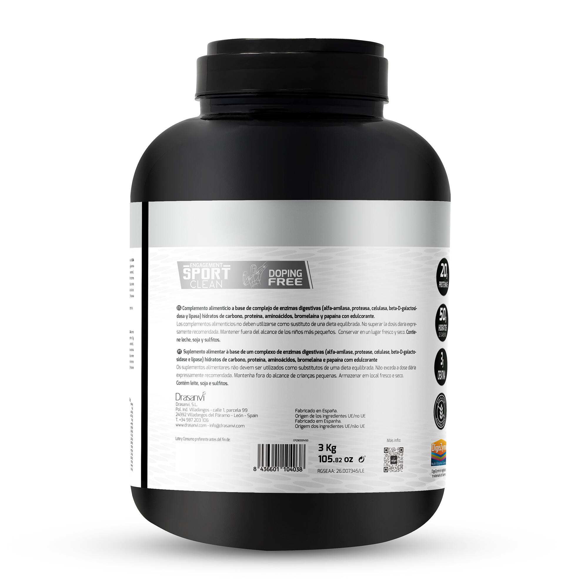 Weight Gainer Sport Live - Aumento masa muscular - Capuchino - 3Kg 3/6