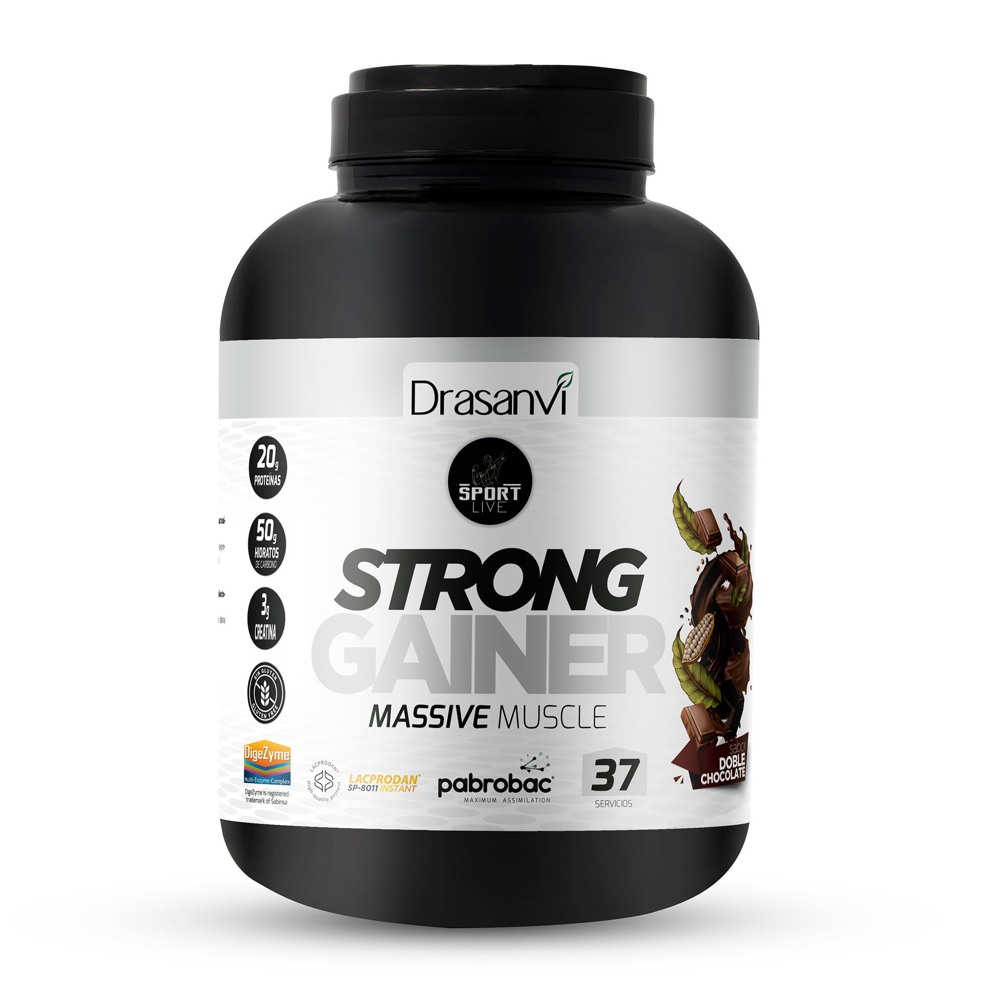 DRASANVI Weight Gainer Sport Live - Aumento de massa muscular - Chocolate Duplo 3Kg