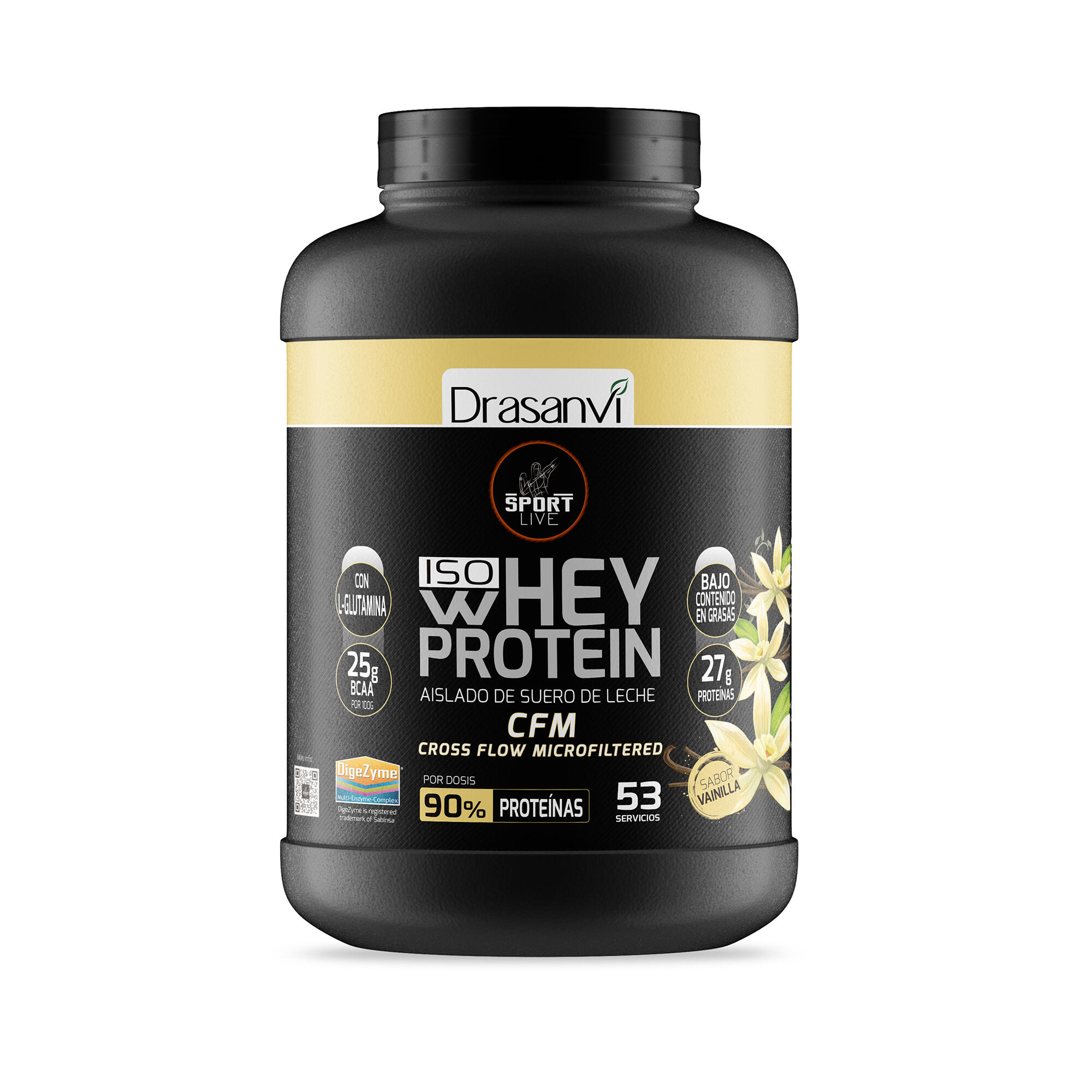 DRASANVI Whey Protein Isolate Sport Live - Baunilha - 1,6Kg - DRASANVI