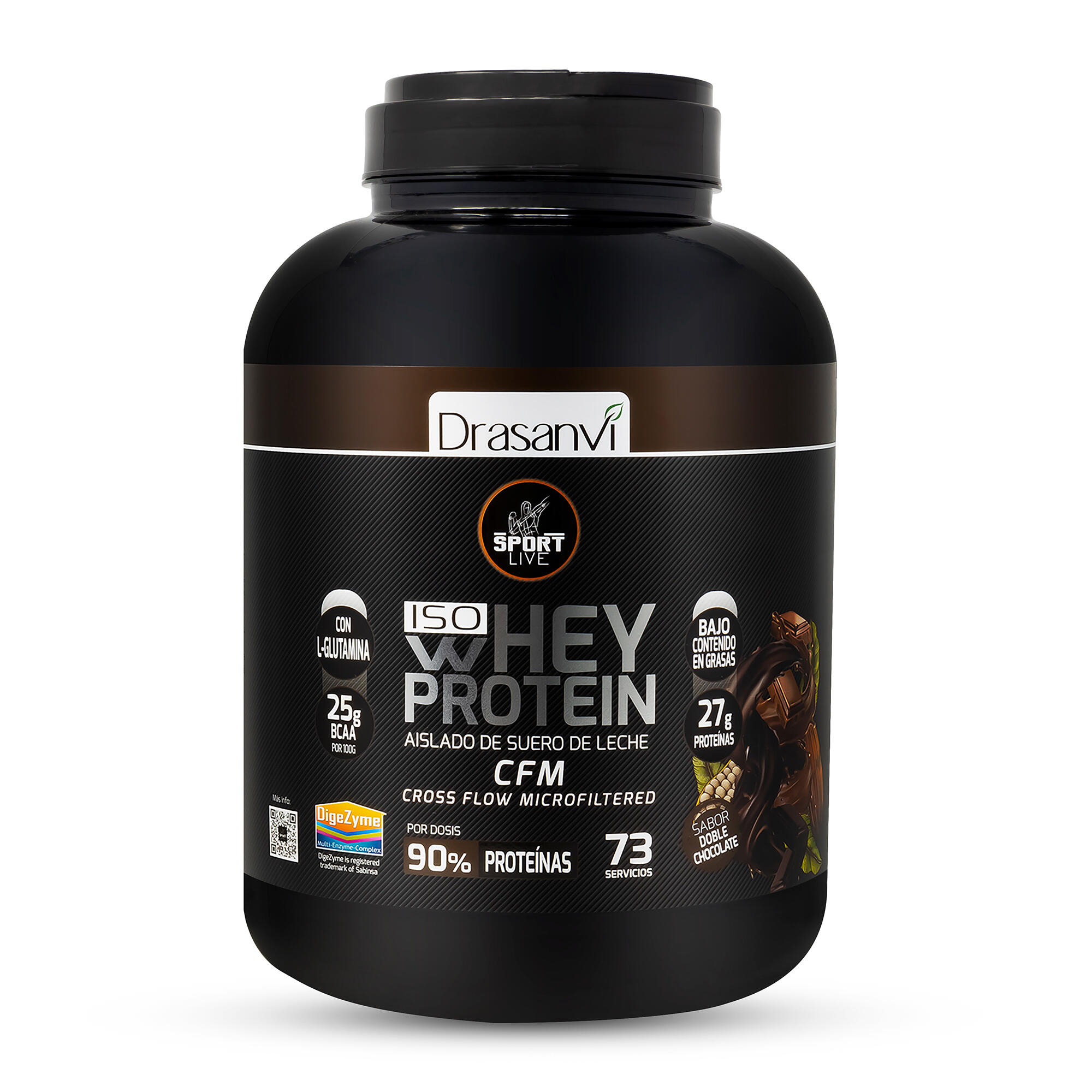 DRASANVI Whey Protein Isolate Sport Live - Chocolate duplo - 2,2Kg - DRASANVI