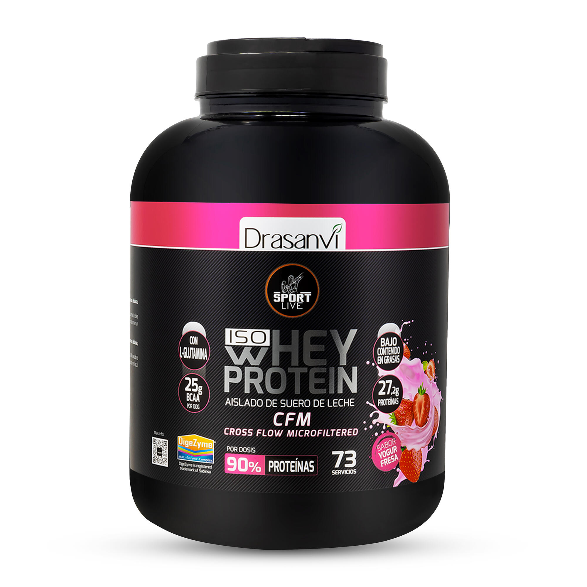 DRASANVI Whey Protein Isolate Sport Live - Iogurte de Morango - 2,2Kg - DRASANVI