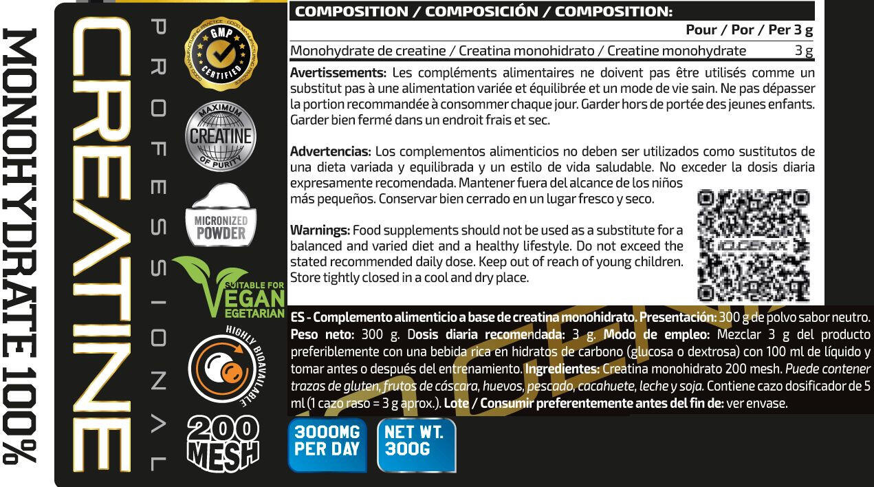 Gemicroniseerde creatine 200 mesh - 300 g Neutraal IO.Genix 2/3