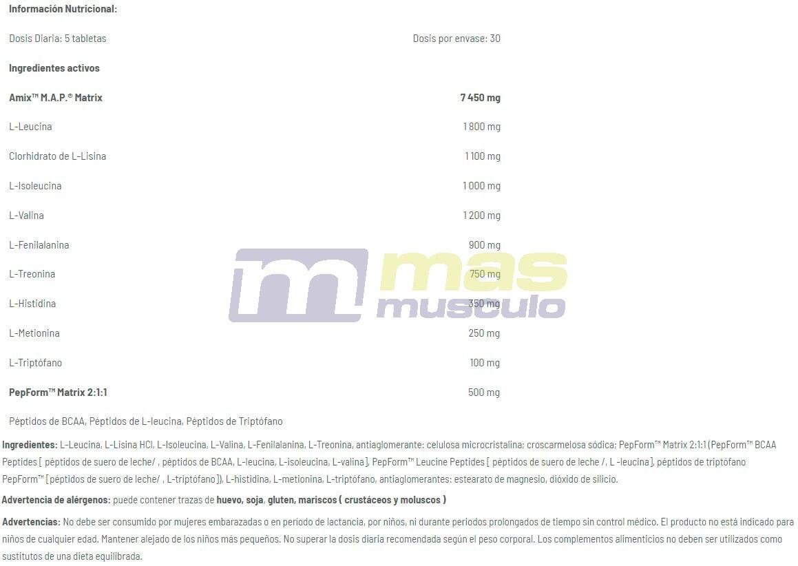 M.A.P. Muscle Amino Power - 30 Tabletas AmiXpro® series 3/3