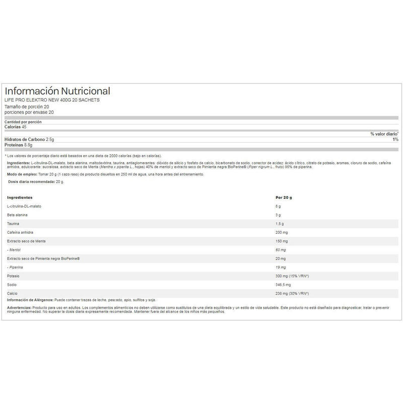 Elektro - 20x20g Bebida Energetica de LifePRO