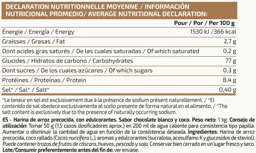 Rice Cream (Crema de Arroz) - 1Kg Chocolate blanco y coco IO.Genix 2/3