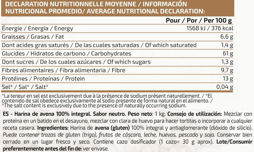 Farinha de Aveia - 1 kg Aveia natural da IO.Genix 2/3
