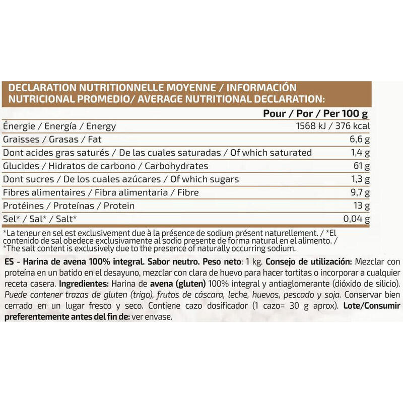 Harina de Avena Neutra - 1 Kg Avena Natural de IO.Genix