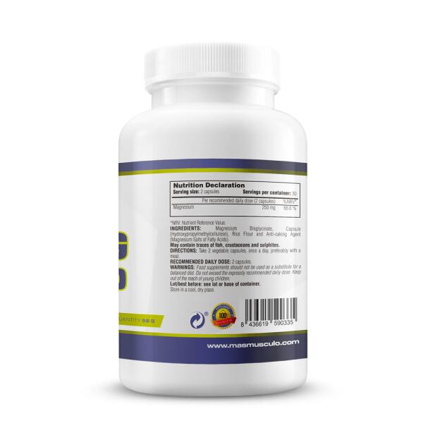 Bisglicinato de Magnesio - 60 Cápsulas Vegetales de MM Supplements