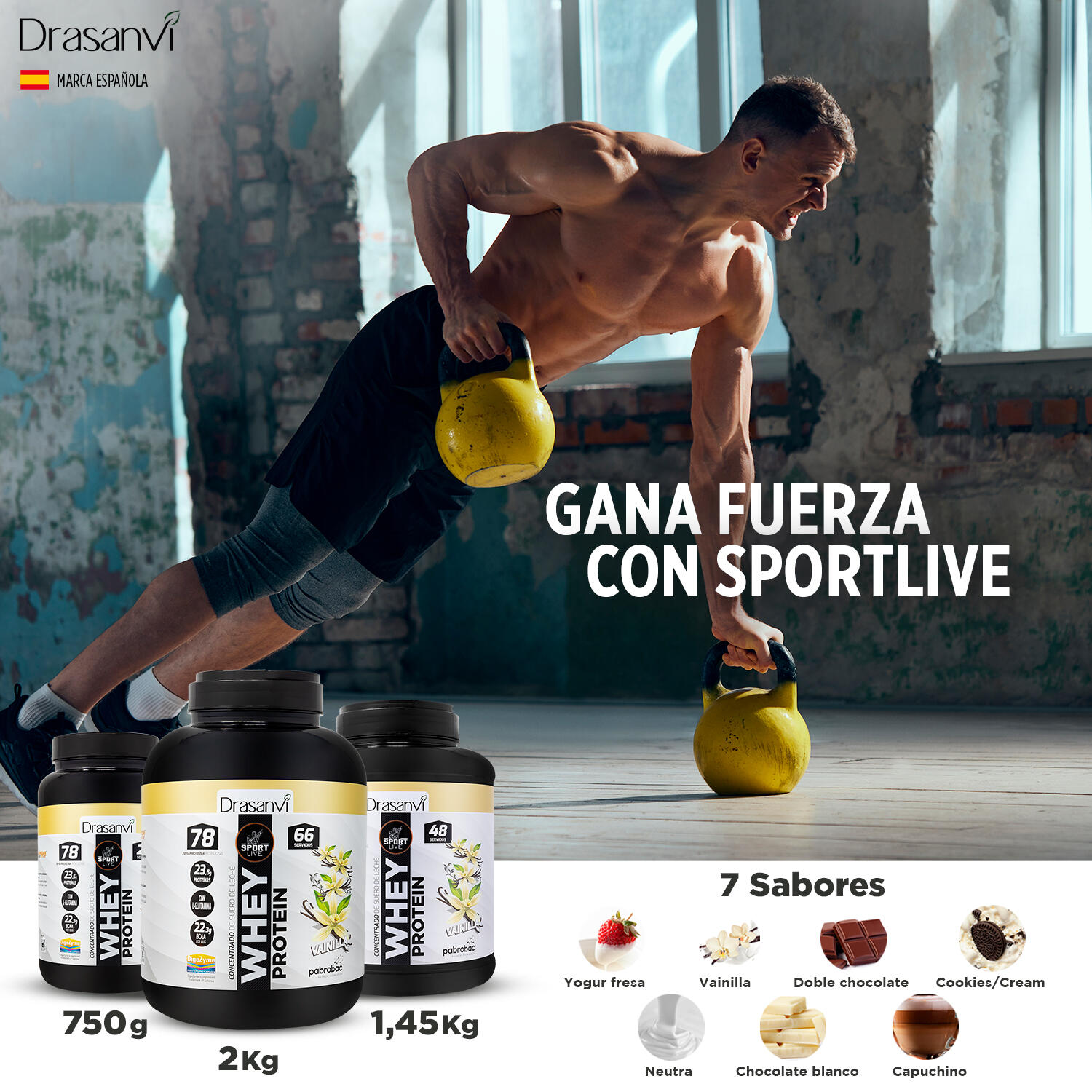 Whey Protein Concentrada Sport Live - Vainilla - 750Gr - DRASANVI 4/6
