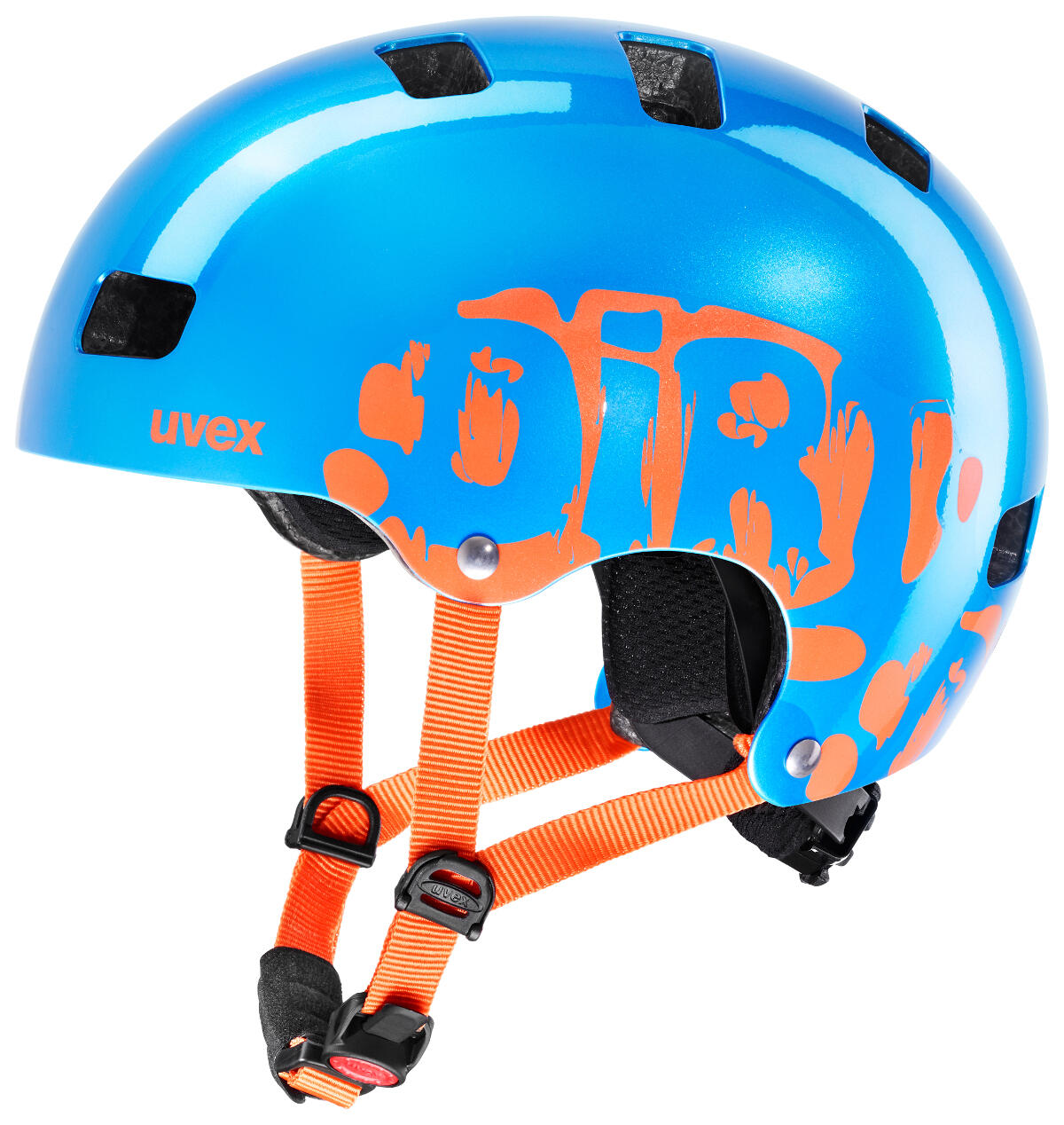 UVEX Kid 3 Dirtbike blue-orange Fahrrad Inline Scooter Skate Kinder Helm Retro-Look