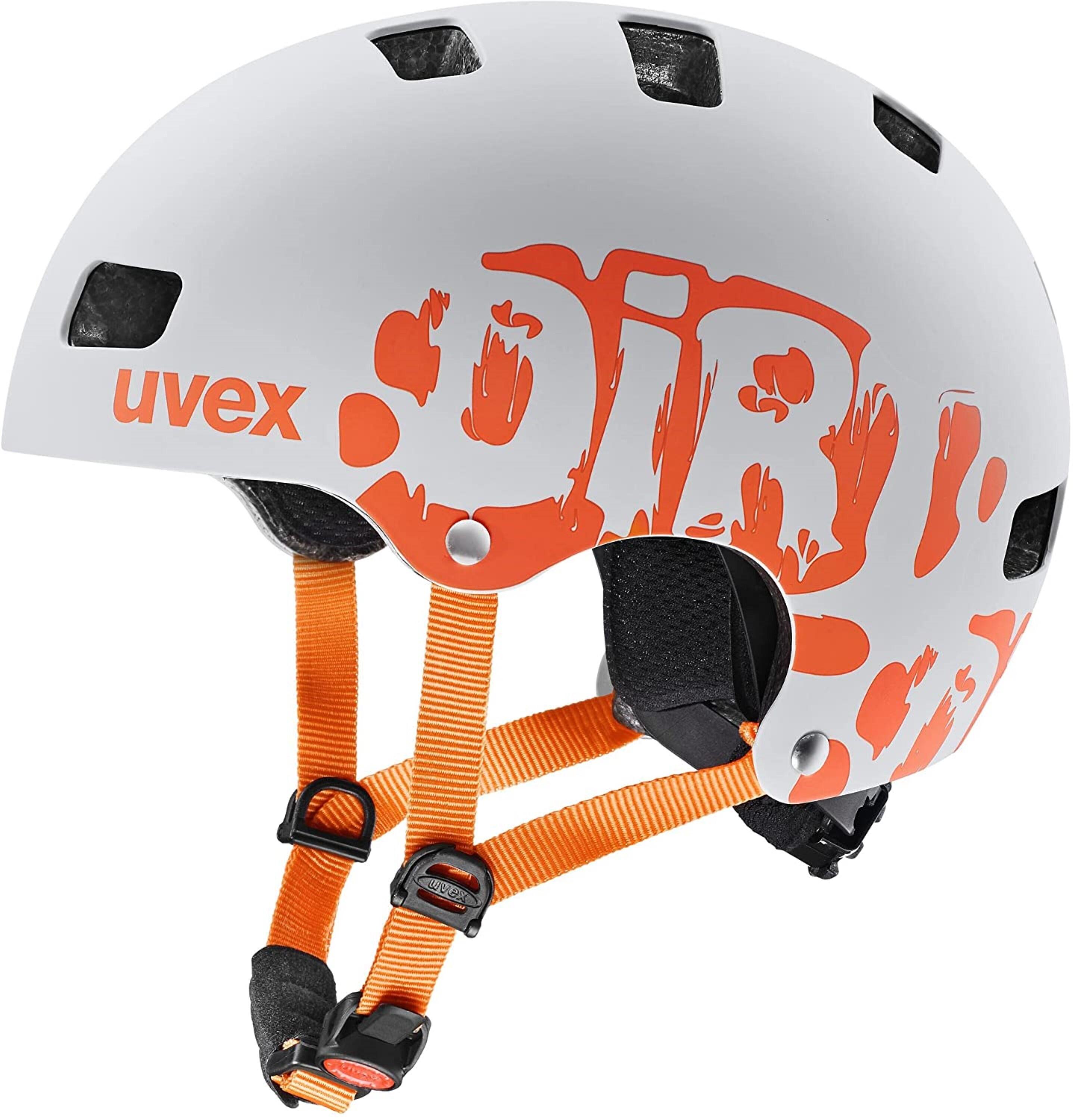 UVEX Kid 3 cc Dirtbike grey-orange mat Fahrrad Inline Scooter Skate Kinder Helm Retro