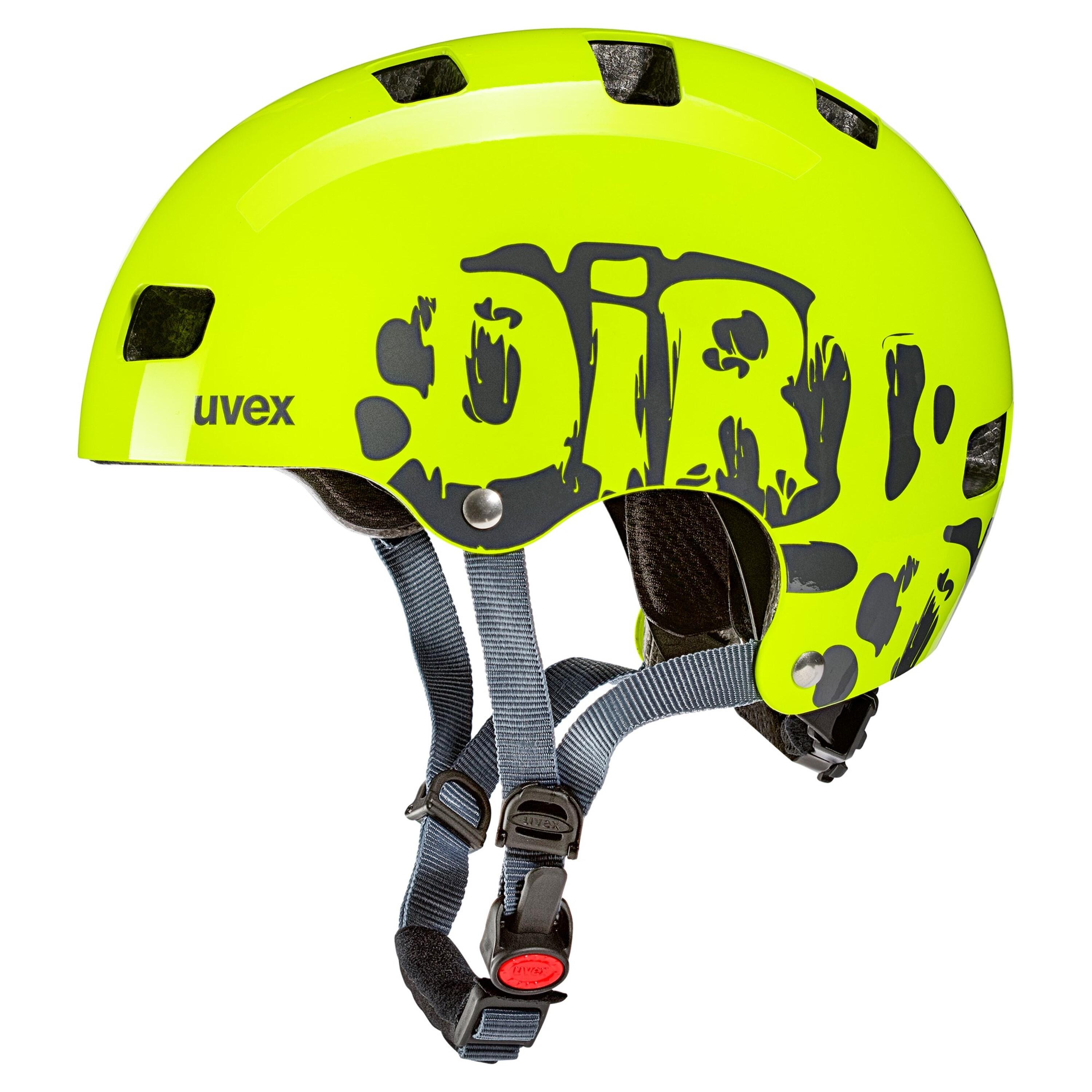UVEX Kid 3 Dirtbike lime-grey neon Fahrrad Inline Scooter Skate Kinder Helm Retro