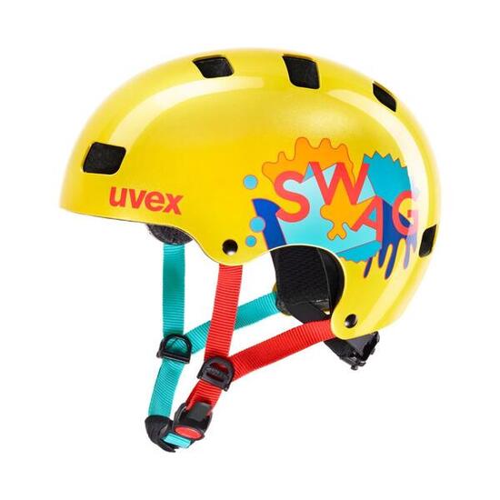Kid 3 SWAG yellow Fahrrad Inline Scooter Skate Kinder Helm Retro-Look