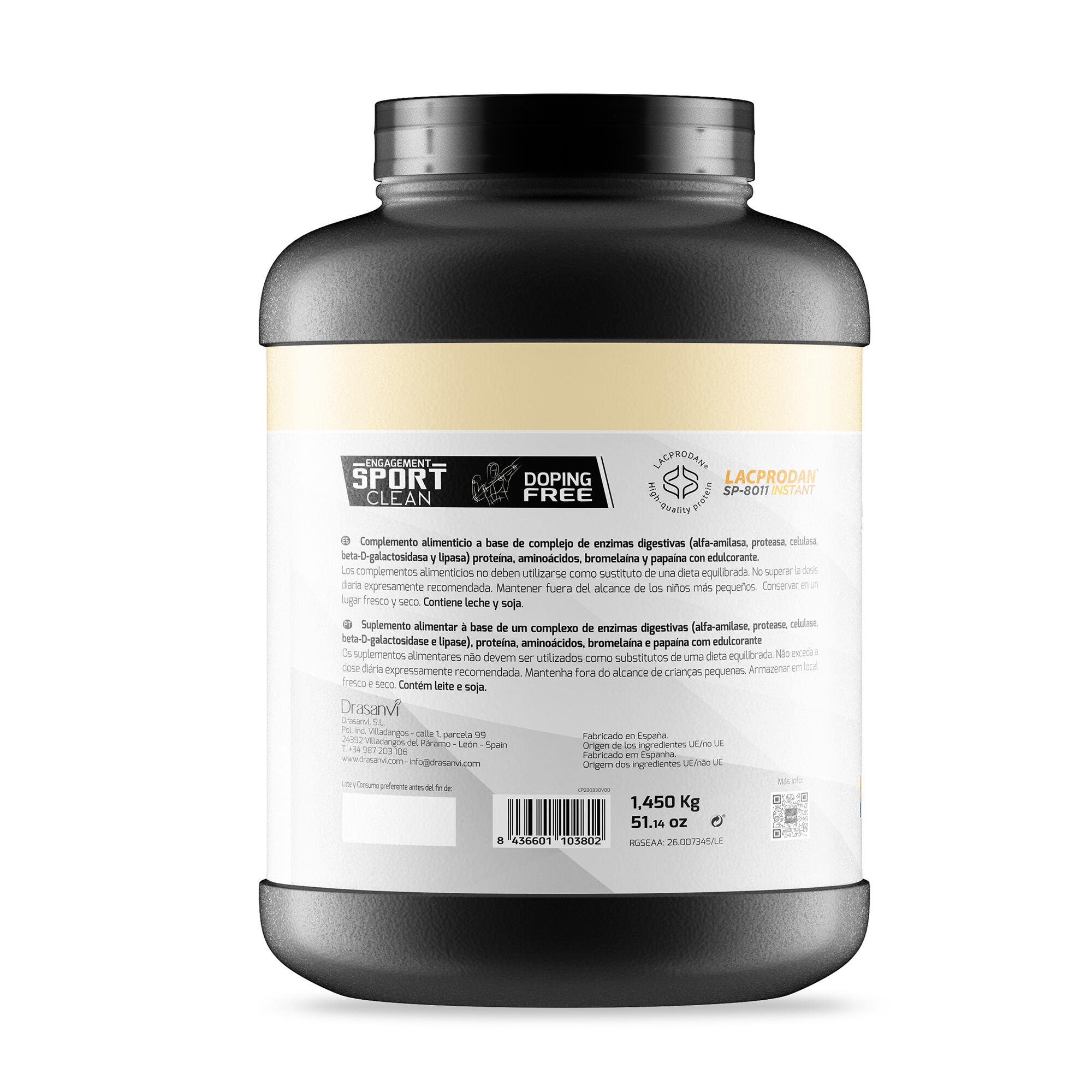 Whey Protein Concentrada Sport Live - Chocolate Blanco - 1,45Kg - DRASANVI 3/6