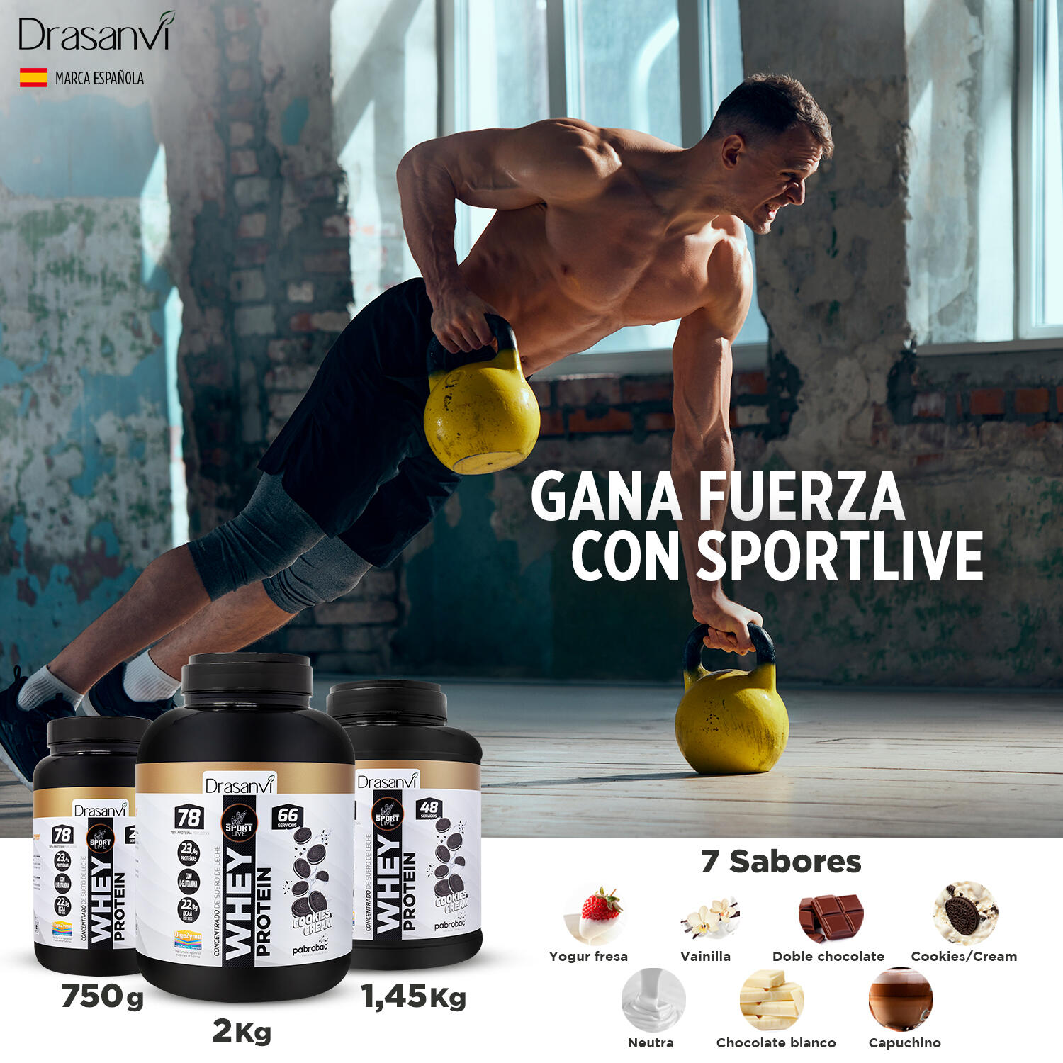 Whey Protein Concentrada Sport Live - Cookies and Cream - 1,45Kg - DRASANVI 4/6