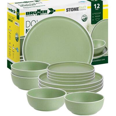 Melamin Campinggeschir Set DOLOMIT Midday 12-teilig grün