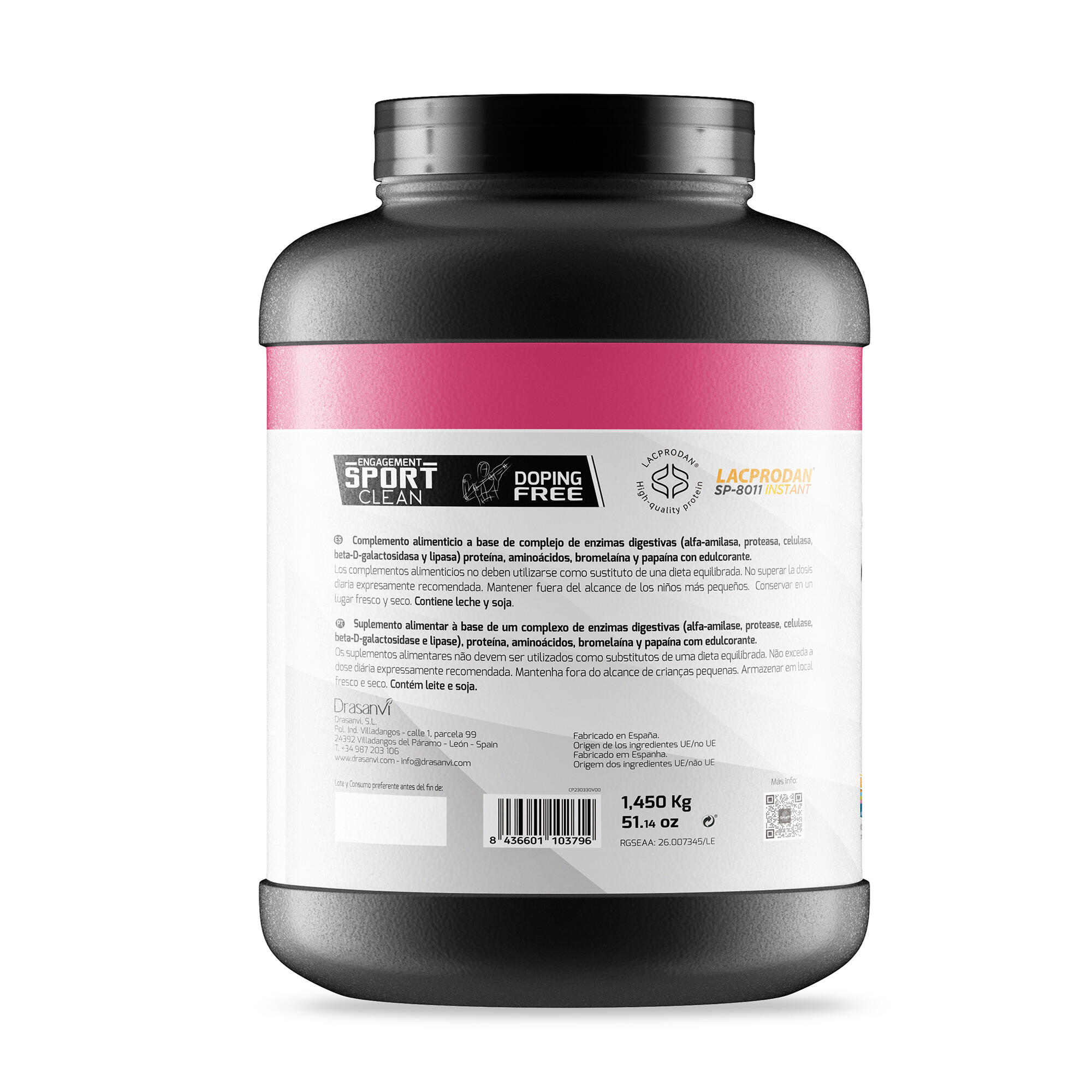 Whey Protein Concentrada Sport Live - Yogur Fresa - 1,45Kg - DRASANVI 3/6