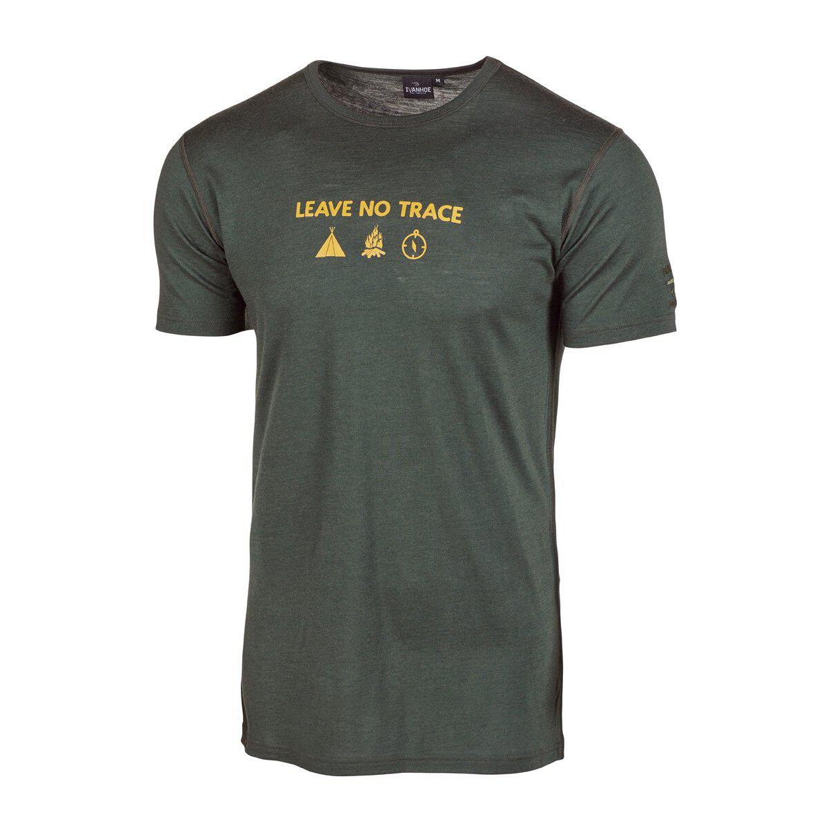 T-shirt Agaton Trace voor heren 100% merino wol Groen