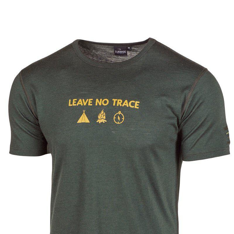 T-shirt Agaton Trace voor heren - 100% merino wol - Groen 2/4