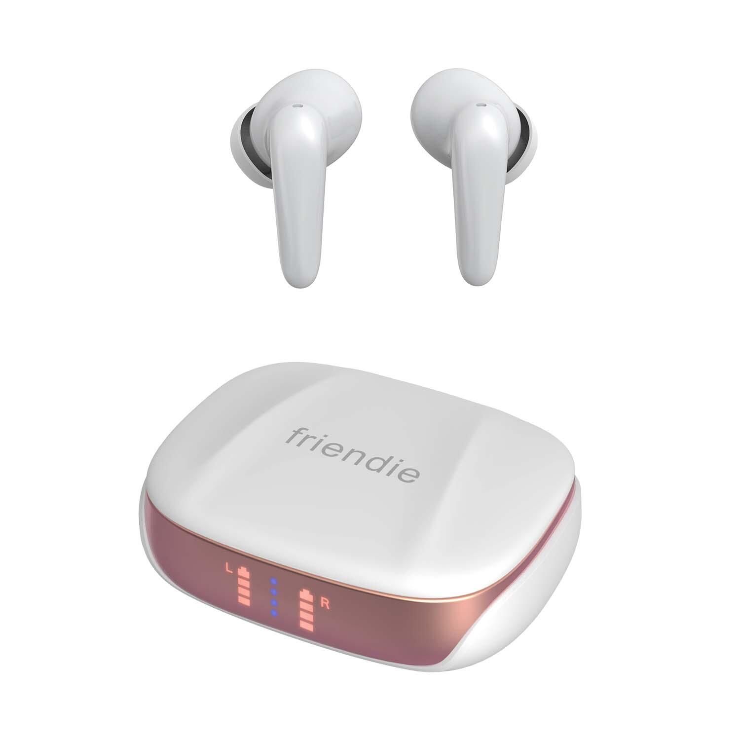 AIR Focus ANC Pearl White and Rose Gold Active Noise Cancelling Earbuds