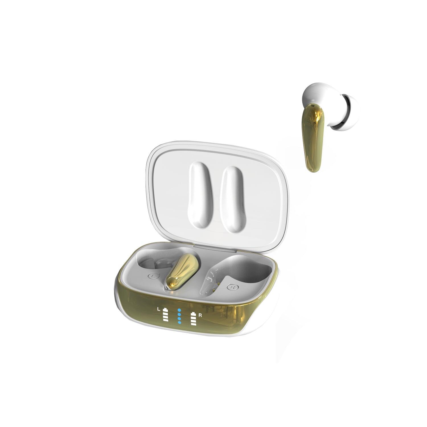 AIR Focus ANC Pearl White and Gold Active Noise Cancelling Earbuds