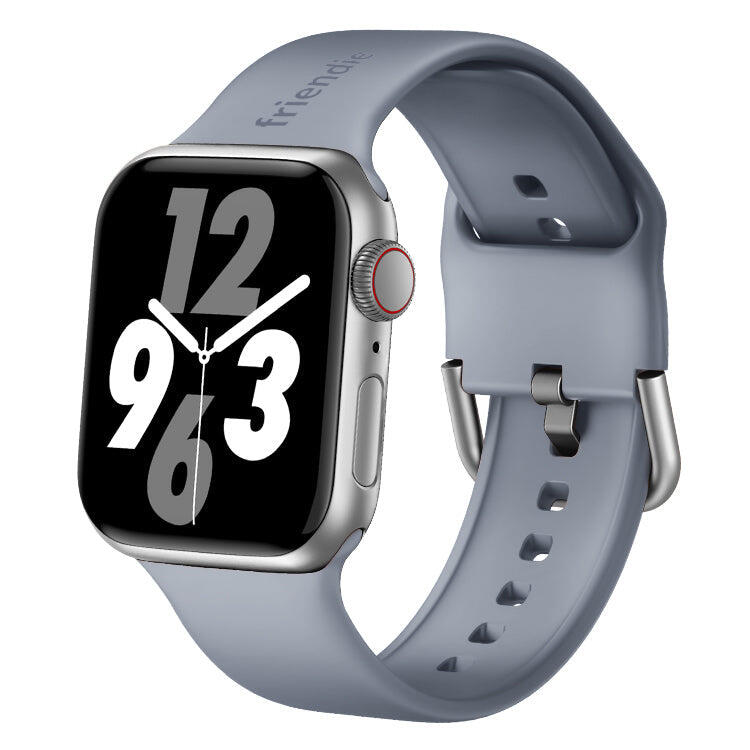 Silicone Band Stardust Grey with Silver Modern Buckle - The Byron - 38 to 41mm