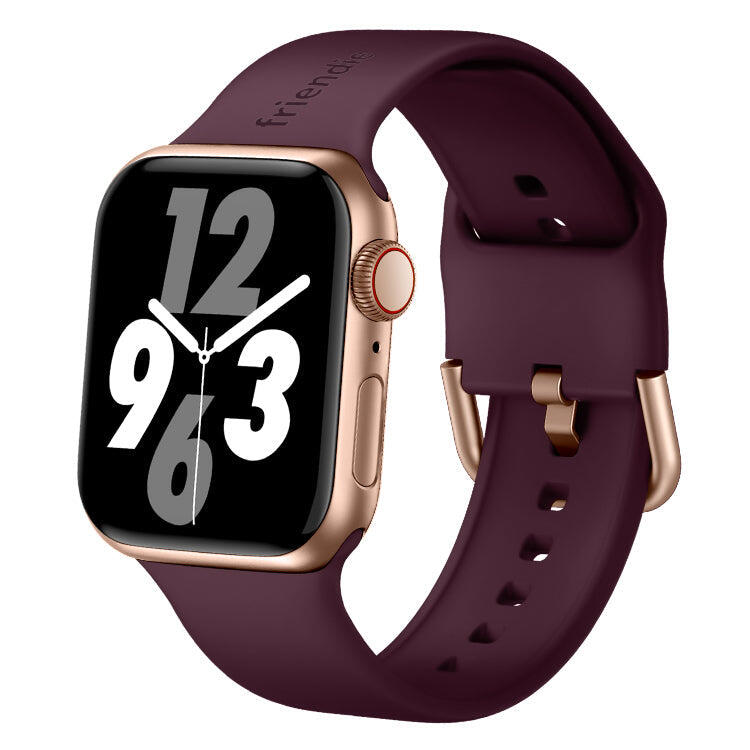 Silicone Band in Burgundy with Gold Modern Buckle - The Byron - 38mm to 41mm