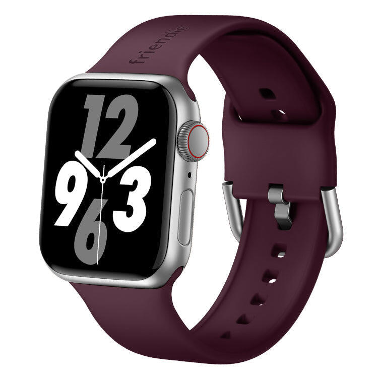 Silicone Band in Burgundy with Silver Modern Buckle - The Byron - 42mm to 45mm