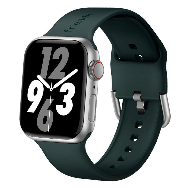 Silicone Band in Royal Green with Silver Modern Buckle - The Byron - 38 to 41mm