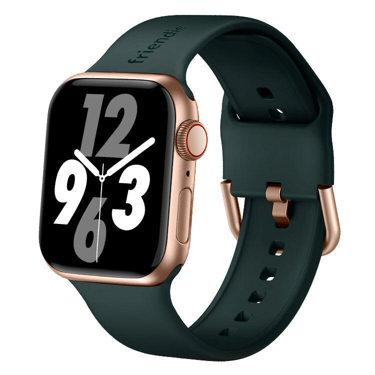 Silicone Band in Royal Green with Gold Modern Buckle - The Byron - 42mm to 45mm
