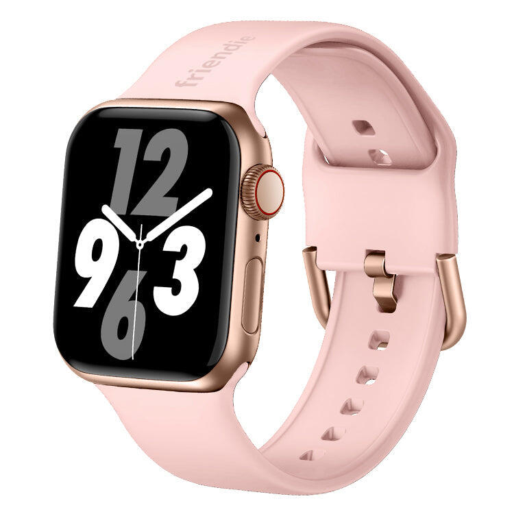Silicone Band in Rose Gold with Gold Modern Buckle - The Byron - 38 to 41mm