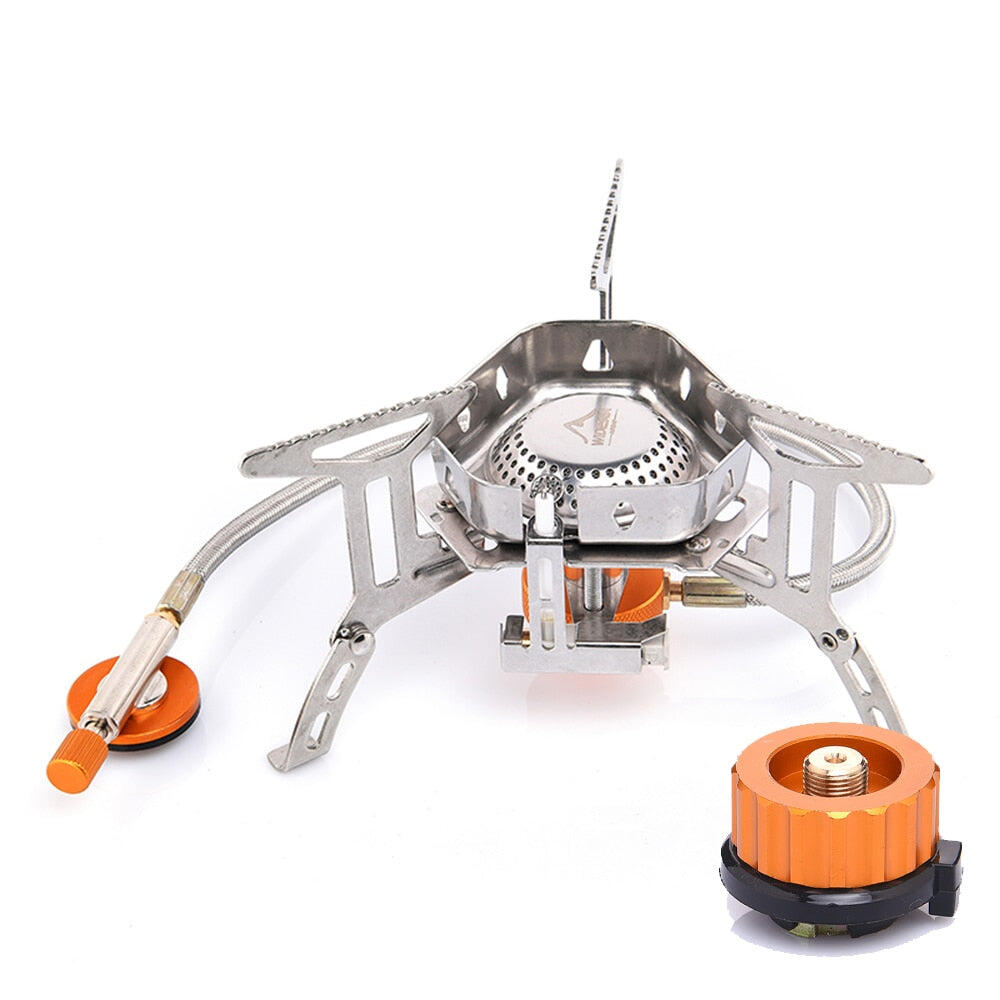 Camping Wind Proof Gas Burner Outdoor Stove with Adaptor