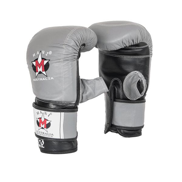 Boxing Training Leather Weighted Gel Bag Mitt Grey/ Black
