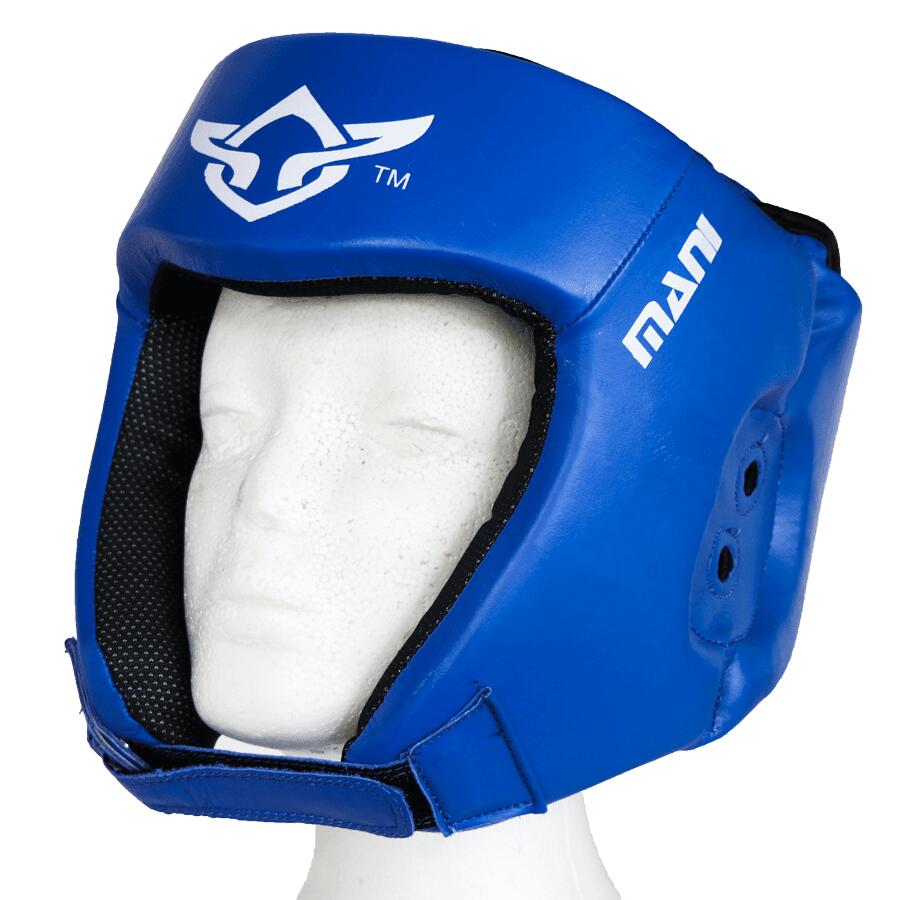 Leather Blue Open Face Pre-Moulded Head Guard