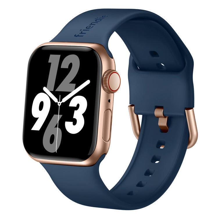 Silicone Band in Navy Blue with Gold Modern Buckle - The Byron - 42 to 45mm
