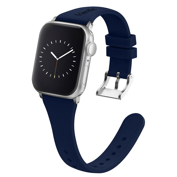 Silicone Band Navy Blue with Silver Classic Buckle - The Gippsland - 38 to 41mm