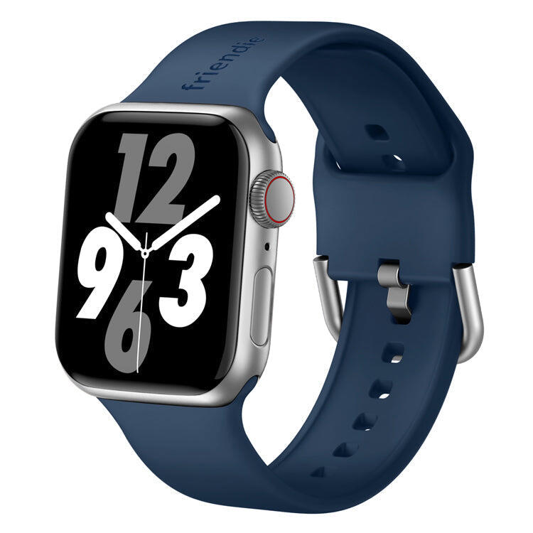 Silicone Band in Navy Blue with Silver Modern Buckle - The Byron - 42 to 45mm