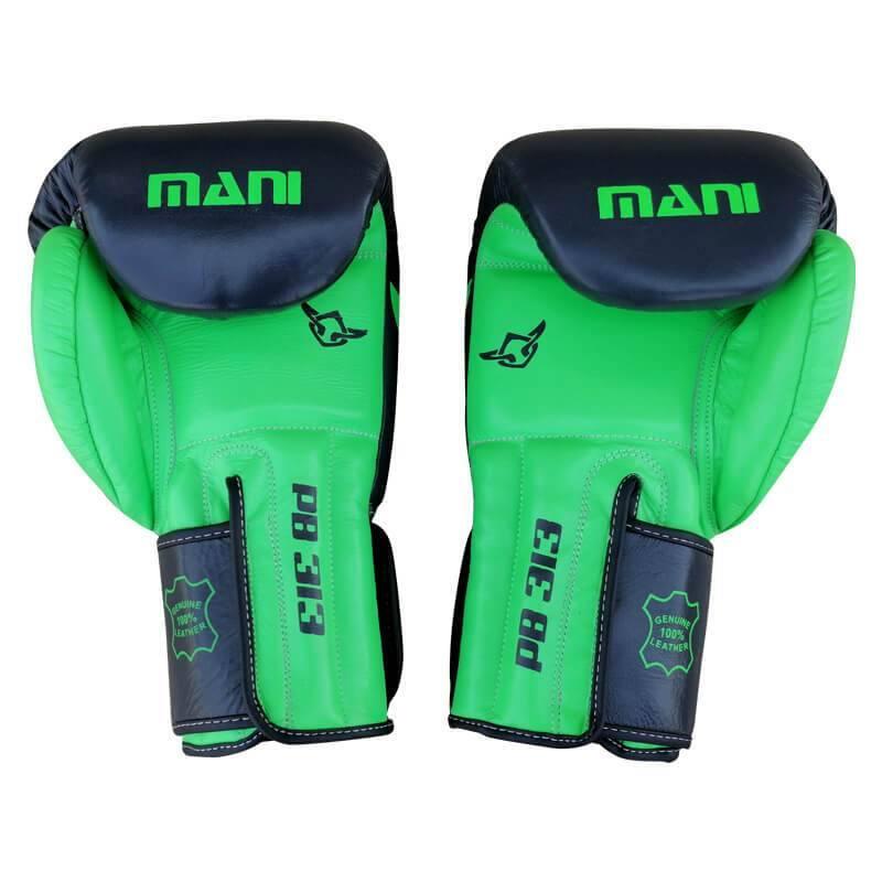 BLACK & GREEN MUAY THAI LEATHER BOXING GLOVES