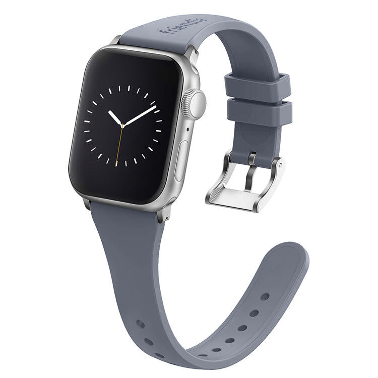 Silicone Band Stardust Grey Silver Classic Buckle - The Gippsland - 38 to 41mm