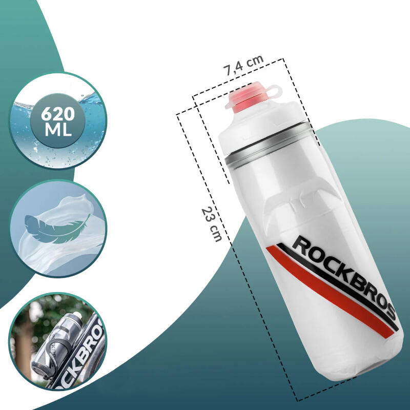 Bidon rowerowy termiczny z zatyczką Rockbros 620ml RB352 4/5