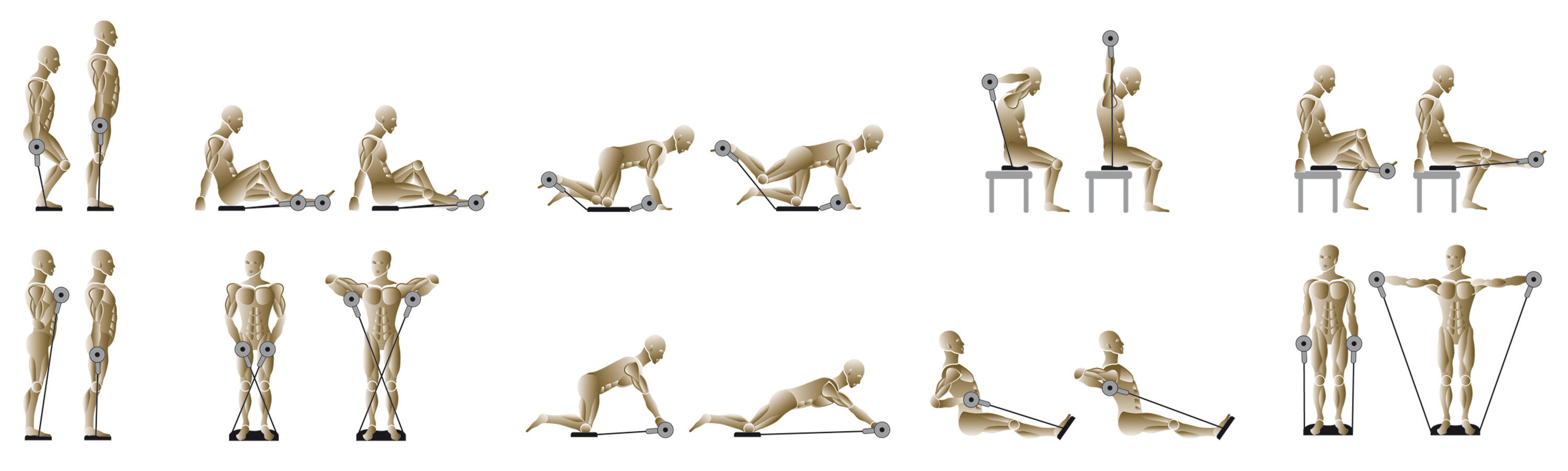 Attrezzo Fitness di Tonificazione con elastici per addominali 4/4