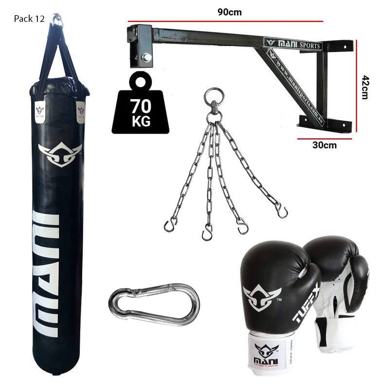 SET OF 150CM 5FT PUNCHING BAG, WALL BRACKET, BAG CHAIN, MITTS & HOOKS